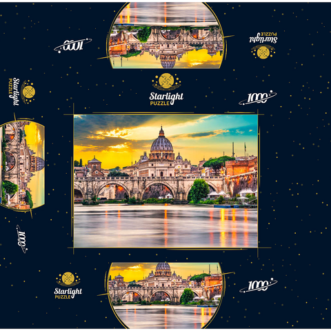 St. Peter's Basilica and Ponte Vittorio Emanuele II in Vatican, Rome, Italy 1000 Jigsaw Puzzle box 3D Modell