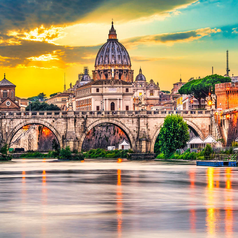 St. Peter's Basilica and Ponte Vittorio Emanuele II in Vatican, Rome, Italy 100 Jigsaw Puzzle 3D Modell