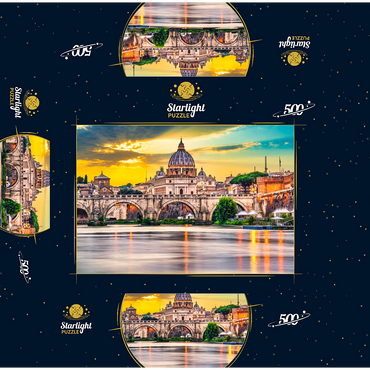 St. Peter's Basilica and Ponte Vittorio Emanuele II in Vatican, Rome, Italy 500 Jigsaw Puzzle box 3D Modell