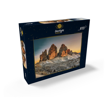 The Three Peaks at sunset, Dobbiaco, Trentino - South Tyrol, Italy 1000 Jigsaw Puzzle box view1