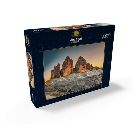 The Three Peaks at sunset, Dobbiaco, Trentino - South Tyrol, Italy 1000 Jigsaw Puzzle box view1