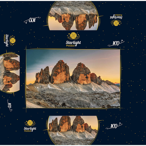 The Three Peaks at sunset, Dobbiaco, Trentino - South Tyrol, Italy 100 Jigsaw Puzzle box 3D Modell