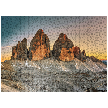 puzzleplate The Three Peaks at sunset, Dobbiaco, Trentino - South Tyrol, Italy 500 Jigsaw Puzzle