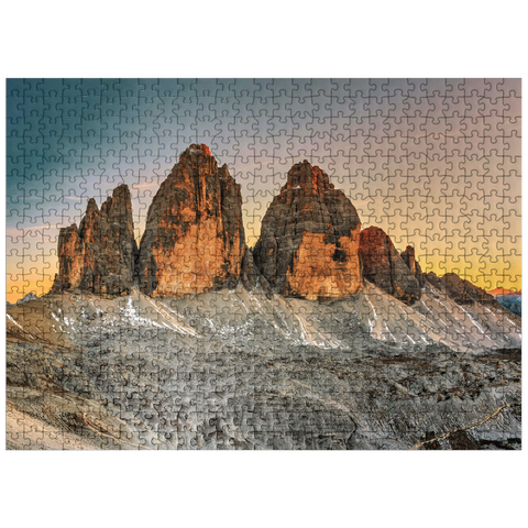 puzzleplate The Three Peaks at sunset, Dobbiaco, Trentino - South Tyrol, Italy 500 Jigsaw Puzzle