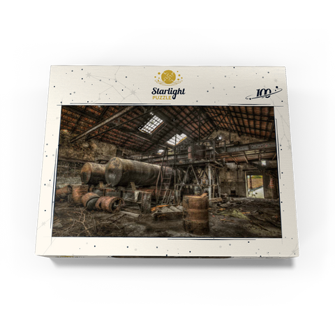 Lost Places - Rusted cisterns and barrels in an abandoned factory 100 Jigsaw Puzzle box view1