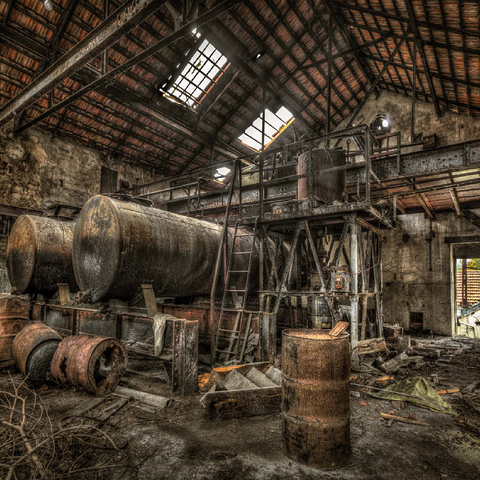 Lost Places - Rusted cisterns and barrels in an abandoned factory 100 Jigsaw Puzzle 3D Modell