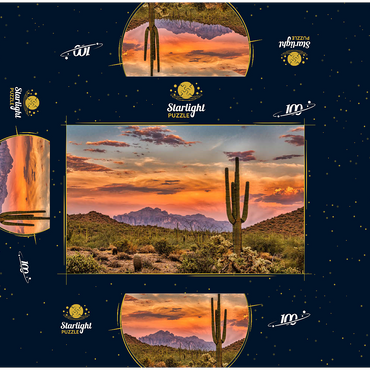 Sunset in the Sonoran Desert near Phoenix, Arizona 100 Jigsaw Puzzle box 3D Modell