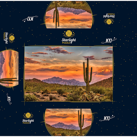 Sunset in the Sonoran Desert near Phoenix, Arizona 100 Jigsaw Puzzle box 3D Modell