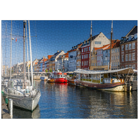 puzzleplate Boats at the branch canal Nyhavn in the district Frederiksstaden 1000 Jigsaw Puzzle
