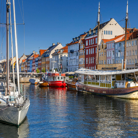 Boats at the branch canal Nyhavn in the district Frederiksstaden 1000 Jigsaw Puzzle 3D Modell