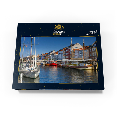 Boats at the branch canal Nyhavn in the district Frederiksstaden 100 Jigsaw Puzzle box view1