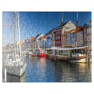 puzzleplate Boats at the branch canal Nyhavn in the district Frederiksstaden 100 Jigsaw Puzzle