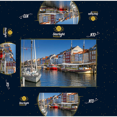 Boats at the branch canal Nyhavn in the district Frederiksstaden 100 Jigsaw Puzzle box 3D Modell