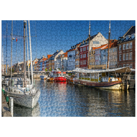 puzzleplate Boats at the branch canal Nyhavn in the district Frederiksstaden 500 Jigsaw Puzzle