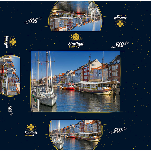 Boats at the branch canal Nyhavn in the district Frederiksstaden 500 Jigsaw Puzzle box 3D Modell