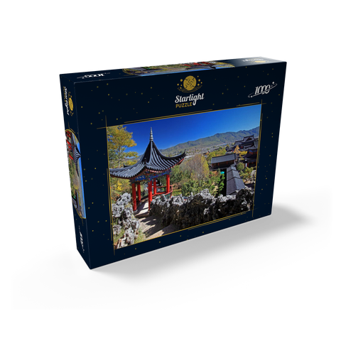 Viewing pavilion over the residence of the Naxi rulers Mu in the old town of Dayan in Lijiang, Yunnan Province, China. 1000 Jigsaw Puzzle box view1