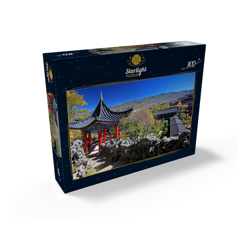 Viewing pavilion over the residence of the Naxi rulers Mu in the old town of Dayan in Lijiang, Yunnan Province, China. 100 Jigsaw Puzzle box view1