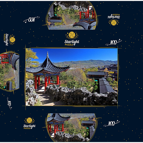 Viewing pavilion over the residence of the Naxi rulers Mu in the old town of Dayan in Lijiang, Yunnan Province, China. 100 Jigsaw Puzzle box 3D Modell