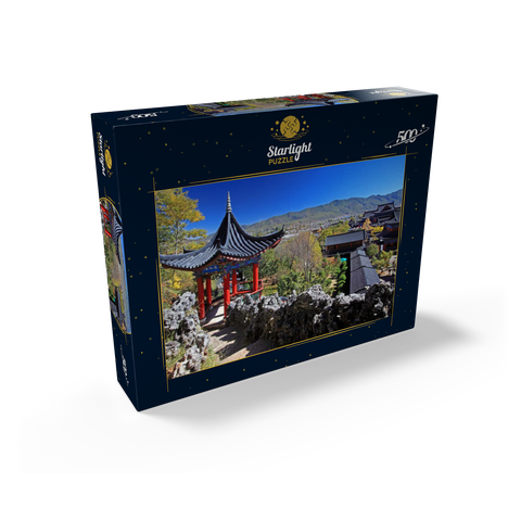 Viewing pavilion over the residence of the Naxi rulers Mu in the old town of Dayan in Lijiang, Yunnan Province, China. 500 Jigsaw Puzzle box view1
