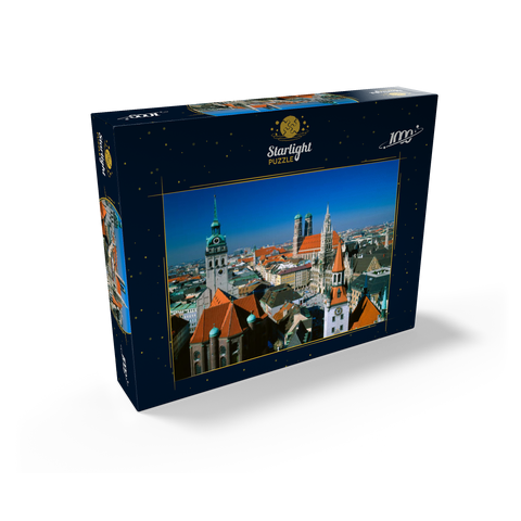 View of Marienplatz with Old Peter, Church of Our Lady and City Hall, Munich, Bavaria, Germany 1000 Jigsaw Puzzle box view1