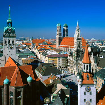 View of Marienplatz with Old Peter, Church of Our Lady and City Hall, Munich, Bavaria, Germany 1000 Jigsaw Puzzle 3D Modell