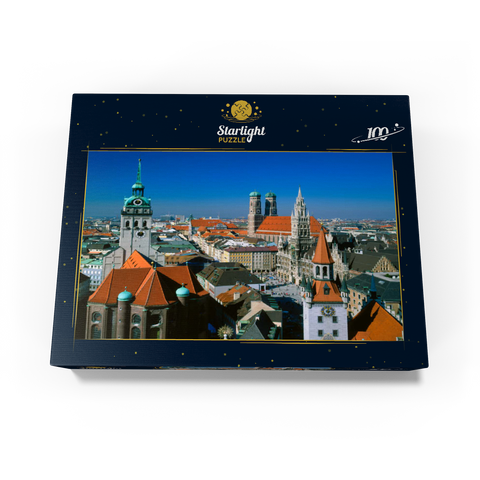 View of Marienplatz with Old Peter, Church of Our Lady and City Hall, Munich, Bavaria, Germany 100 Jigsaw Puzzle box view1