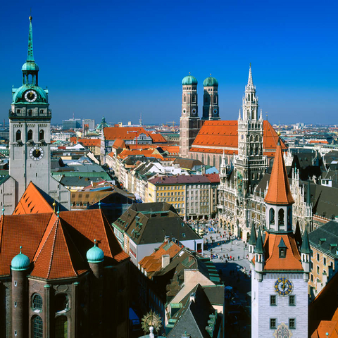 View of Marienplatz with Old Peter, Church of Our Lady and City Hall, Munich, Bavaria, Germany 100 Jigsaw Puzzle 3D Modell
