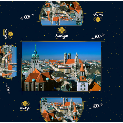 View of Marienplatz with Old Peter, Church of Our Lady and City Hall, Munich, Bavaria, Germany 100 Jigsaw Puzzle box 3D Modell