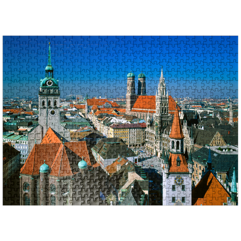 puzzleplate View of Marienplatz with Old Peter, Church of Our Lady and City Hall, Munich, Bavaria, Germany 500 Jigsaw Puzzle