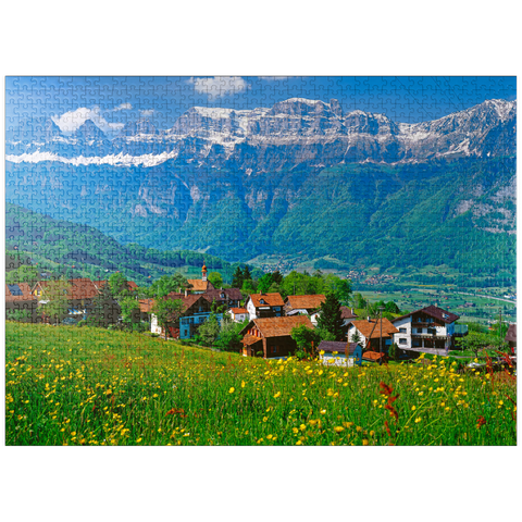 puzzleplate Kleinberg near Flums against Churfirsten, Canton St. Gallen, Switzerland 1000 Jigsaw Puzzle