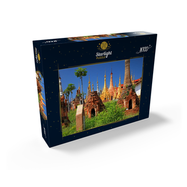 Pagoda forest of stupas of Shwe Indein pagoda near Indein village on Inle Lake, Myanmar 1000 Jigsaw Puzzle box view1