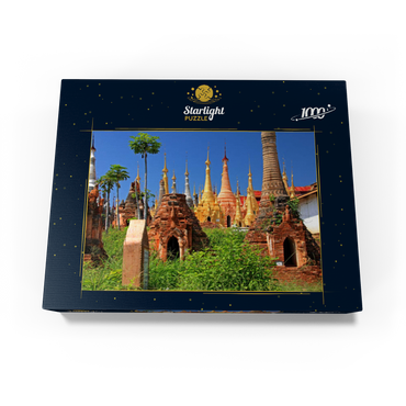 Pagoda forest of stupas of Shwe Indein pagoda near Indein village on Inle Lake, Myanmar 1000 Jigsaw Puzzle box view1