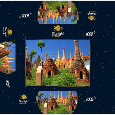 Pagoda forest of stupas of Shwe Indein pagoda near Indein village on Inle Lake, Myanmar 1000 Jigsaw Puzzle box 3D Modell