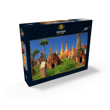 Pagoda forest of stupas of Shwe Indein pagoda near Indein village on Inle Lake, Myanmar 100 Jigsaw Puzzle box view1