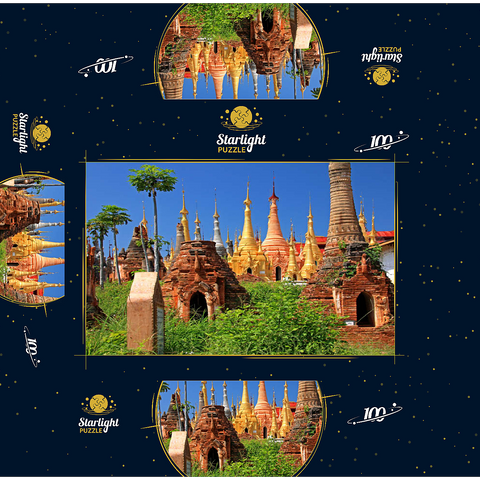 Pagoda forest of stupas of Shwe Indein pagoda near Indein village on Inle Lake, Myanmar 100 Jigsaw Puzzle box 3D Modell