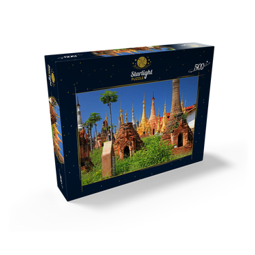 Pagoda forest of stupas of Shwe Indein pagoda near Indein village on Inle Lake, Myanmar 500 Jigsaw Puzzle box view1