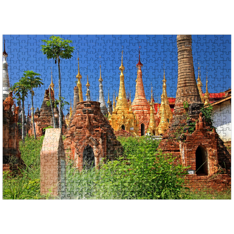 puzzleplate Pagoda forest of stupas of Shwe Indein pagoda near Indein village on Inle Lake, Myanmar 500 Jigsaw Puzzle