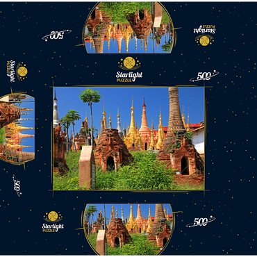 Pagoda forest of stupas of Shwe Indein pagoda near Indein village on Inle Lake, Myanmar 500 Jigsaw Puzzle box 3D Modell