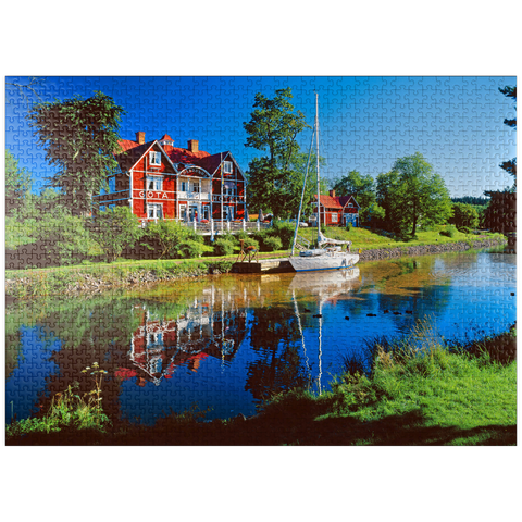 puzzleplate Göta Hotel by the Göta Canal, Borensberg, Östergötland, Sweden 1000 Jigsaw Puzzle