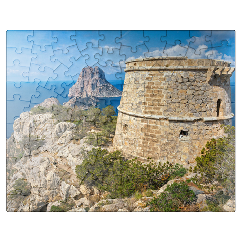 puzzleplate Torre de Savinar with view to the islands Es Vedranell and Es Vedra - Ibiza, 100 Jigsaw Puzzle