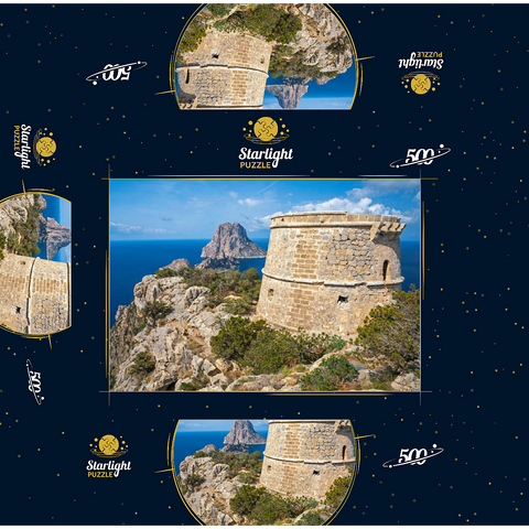 Torre de Savinar with view to the islands Es Vedranell and Es Vedra - Ibiza, 500 Jigsaw Puzzle box 3D Modell