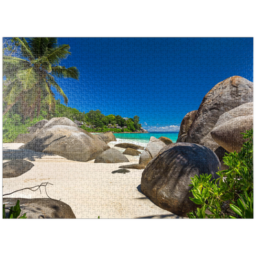 puzzleplate Granite rocks at Carana Beach in Carana Bay, northern tip of Mahe Island, Seychelles 1000 Jigsaw Puzzle