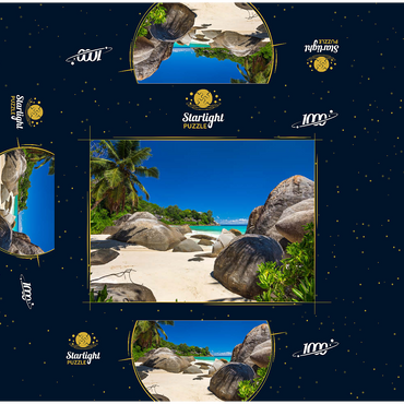 Granite rocks at Carana Beach in Carana Bay, northern tip of Mahe Island, Seychelles 1000 Jigsaw Puzzle box 3D Modell