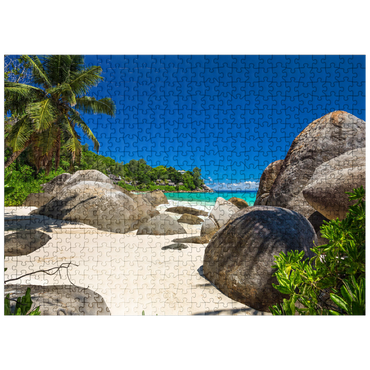 puzzleplate Granite rocks at Carana Beach in Carana Bay, northern tip of Mahe Island, Seychelles 500 Jigsaw Puzzle