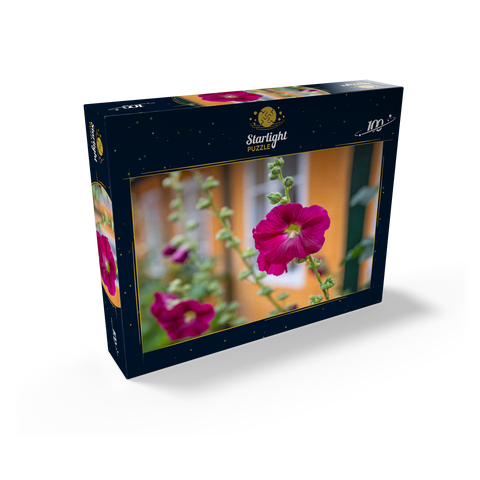 Hollyhocks on a house in the old town 100 Jigsaw Puzzle box view1