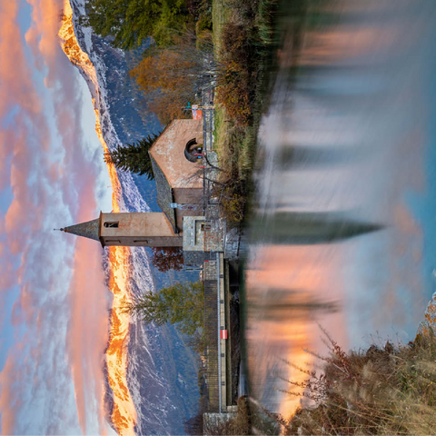 Church San Laurench in Sils Baselgia on Lake Sils at sunset 100 Jigsaw Puzzle 3D Modell
