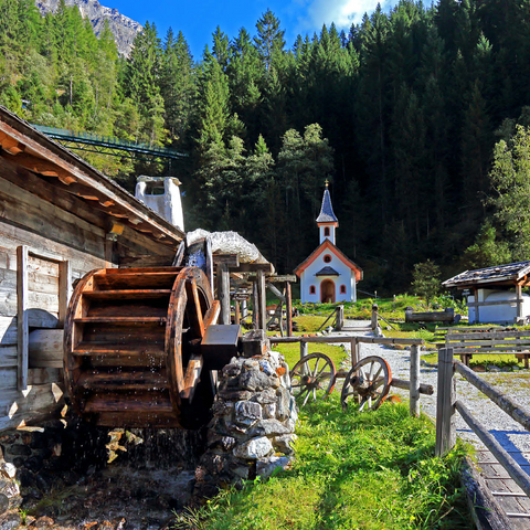 Water mill and chapel in the mill village near Gschnitz in the Gschnitz Valley 500 Jigsaw Puzzle 3D Modell