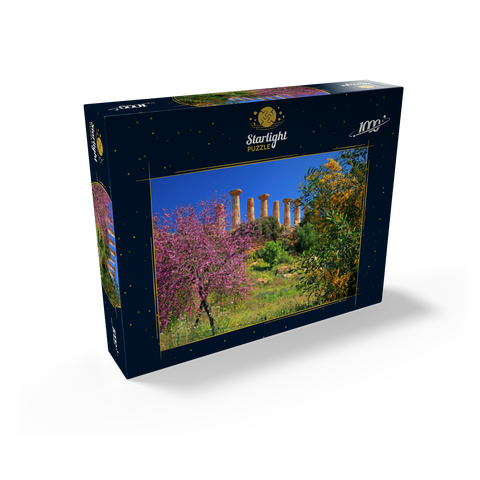 Flowering trees with the Temple of Heracles in the Valley of the Temples - Italy 1000 Jigsaw Puzzle box view1