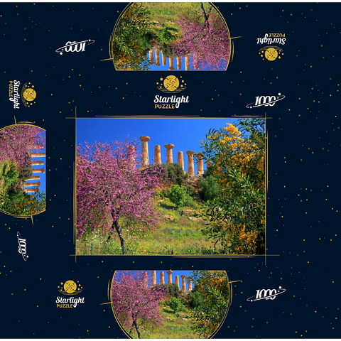 Flowering trees with the Temple of Heracles in the Valley of the Temples - Italy 1000 Jigsaw Puzzle box 3D Modell
