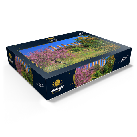 Flowering trees with the Temple of Heracles in the Valley of the Temples - Italy 100 Jigsaw Puzzle box view1